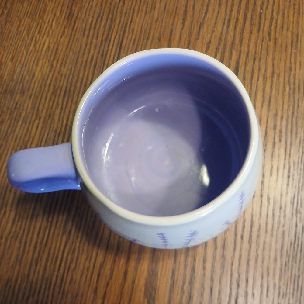World Market Lavender Floral Ceramic Mug Large Purple Ivory Botanical Coffee Tea - Picture 8 of 9